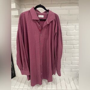 Robert Graham Bordeaux Red Pinstripe Button down Shirt Size 50 Tall Cotton